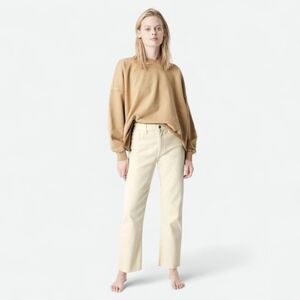 Mavi Barcelona‎ Jeans Sz 31 La Vintage White High Rise Wide Leg Raw Hem Denim